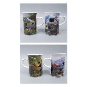 Thomas Kinkade Lilac Cottage Hollyhock House Mugs